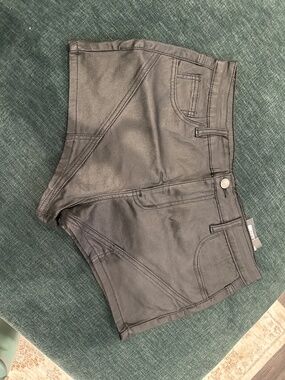 Coated Denim Hot Pants